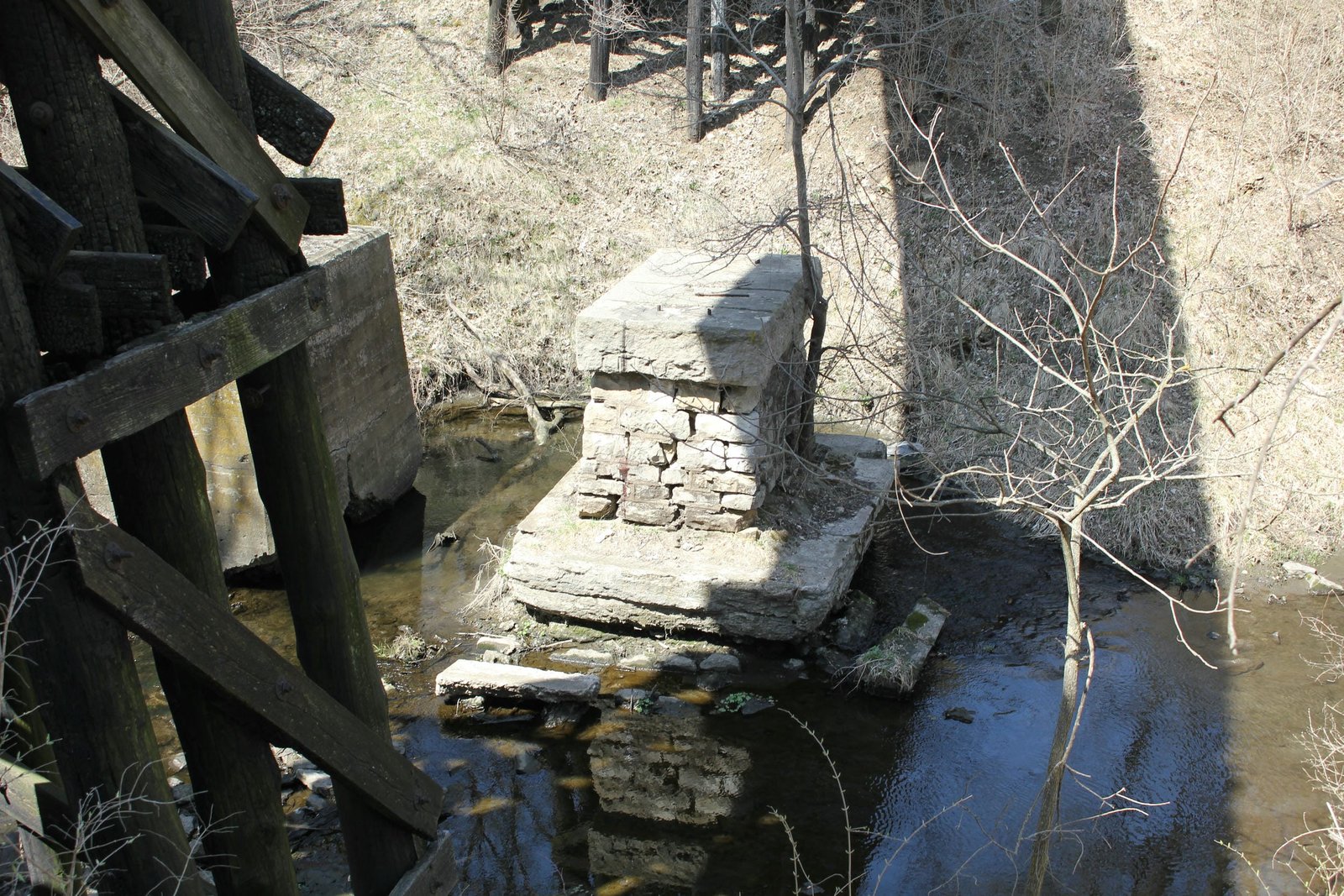 Footings from previous bridge